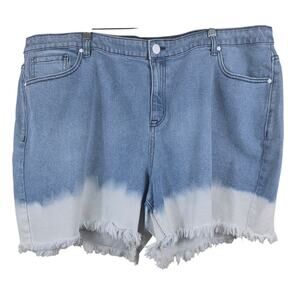 Lane Bryant Two-Tone Mid-Rise Girlfriend SummerFrayed Hem Jean Shorts 24